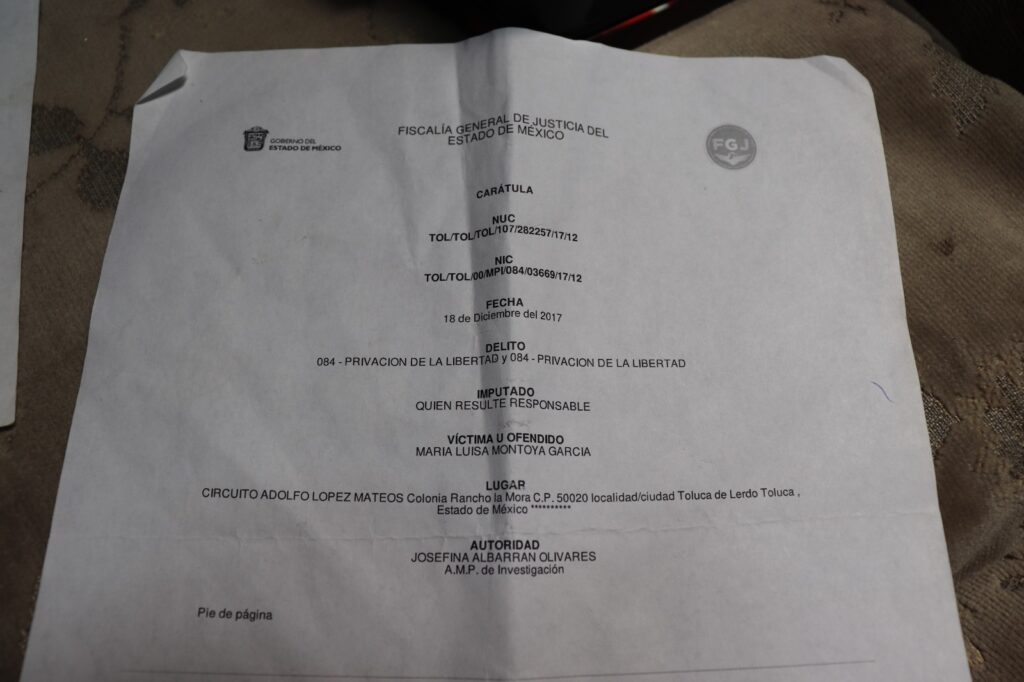 Carpeta de investigación por secuestro